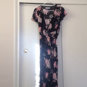 Floral Print Wrap Around Dress
